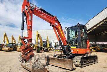 2021 KUBOTA U55-4 5.6T EXCAVATOR WITH A/C CAB, TILT HITCH, ANGLE BLADE, 4 X BUCKETS AND 1200 HOURS