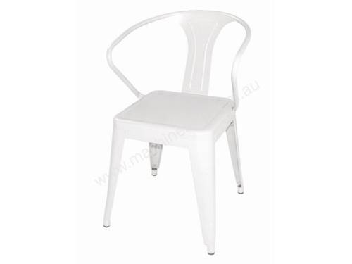 Bolero White Steel Bistro Arm Chair (Pack 4)