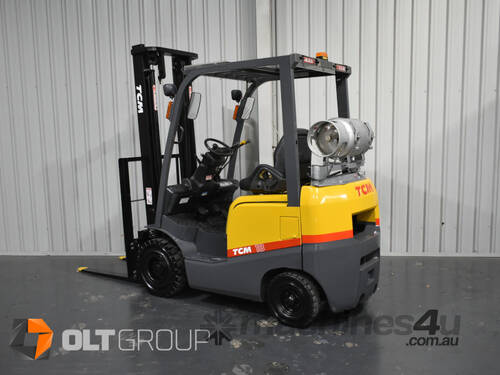 TCM 1.8 Tonne LPG Forklift For Sale 3750mm Mast Solid Tyres LPG Sydney Melbourne Orange