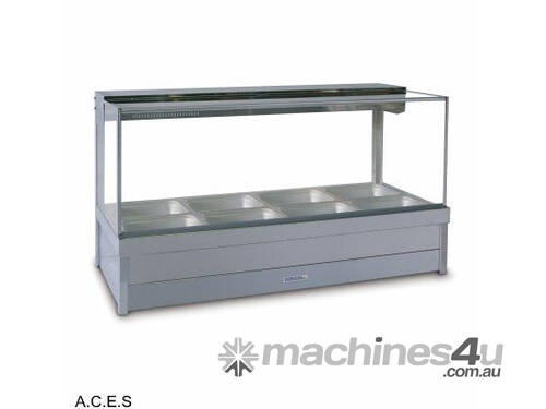 ROBAND SQUARE GLASS HOT FOOD DISPLAY BARS - DOUBLE ROW - 4 Pans