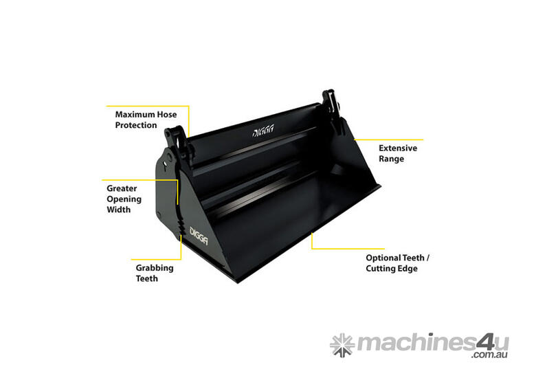 caption Digga Agricultural 4 in 1 Skid Steer Bucket - Full Range Available from 1500mm to 2200mm