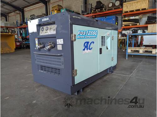 125 CFM AIRMAN (JAPAN) Silenced Aftercooled Diesel Compressor , Isuzu Industrial Diesel Powered , 