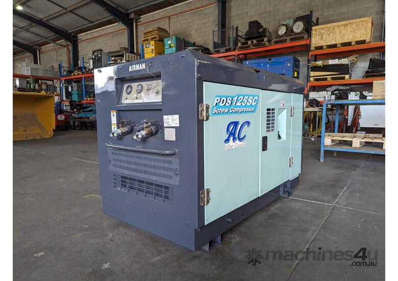 125 CFM AIRMAN (JAPAN) Silenced Aftercooled Diesel Compressor , Isuzu Industrial Diesel Powered , 