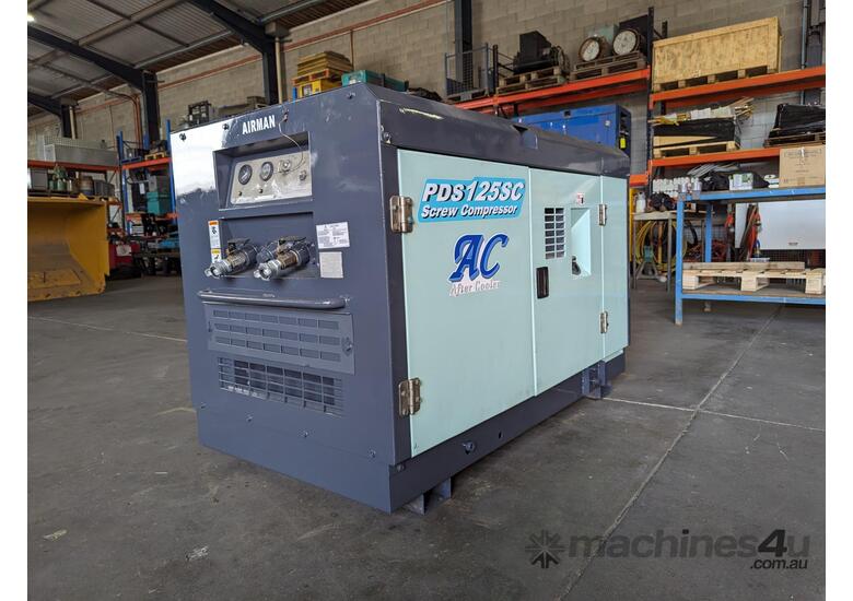 125 CFM AIRMAN (JAPAN) Silenced Aftercooled Diesel Compressor , Isuzu Industrial Diesel Powered , 