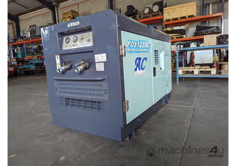 125 CFM AIRMAN (JAPAN) Silenced Aftercooled Diesel Compressor , Isuzu Industrial Diesel Powered , 