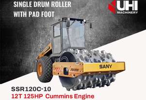 SANY 12T 125hp Cummins Engine SSR120C-10 Single Drum Roller With Pad Foot