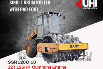 SANY 12T 125hp Cummins Engine SSR120C-10 Single Drum Roller With Pad Foot
