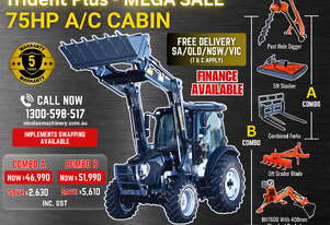 Trident Plus Synchromesh 75HP 4WD A/C Cabin Tractor with 4-in-1 Bucket Combo Deal (5 Years Warranty)