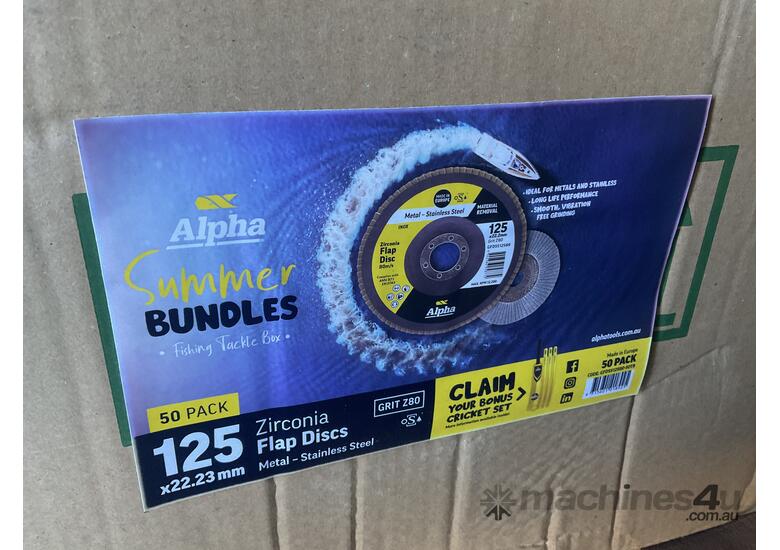 caption Pallet of Alpha Zirconia Flap Discs with Cases