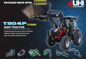 90HP UHI T904P Tractor with 7 Attachments and Turbo
