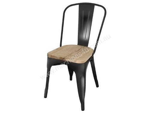 Bolero Black Steel Dining Sidechair with Wooden Seatpad (Pack 4)