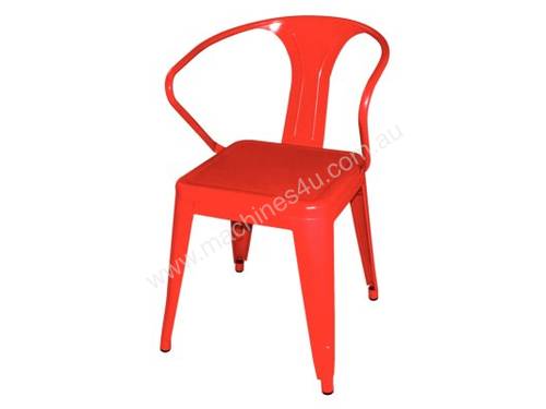Bolero Red Steel Bistro Arm Chair (Pack 4)