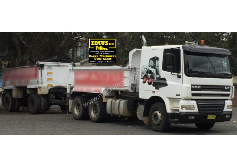 caption 2004 DAF CF-85 Tipper & Tipper Dog Trailer. TS452