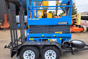 Sinoboom Scissor Lift & Trailer Combo! 5.8m Lift Height, 7x3 Trailer Includes Spare Wheel