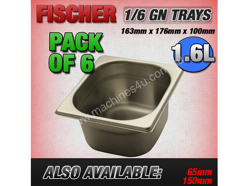 6 PACK OF 1/6 GASTRONORM TRAY 100MM
