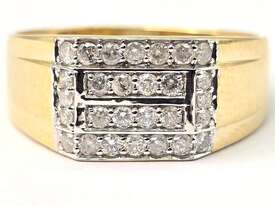 9CT MEN'S YELLOW GOLD & 0.41CT DIAMOND RING  - picture0' - Click to enlarge