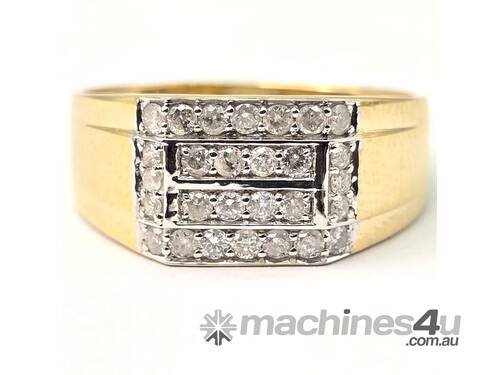 9CT MEN'S YELLOW GOLD & 0.41CT DIAMOND RING 