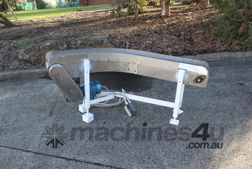 Stainless Steel Curved Corner Motorised Conveyor - 1.65m Travel