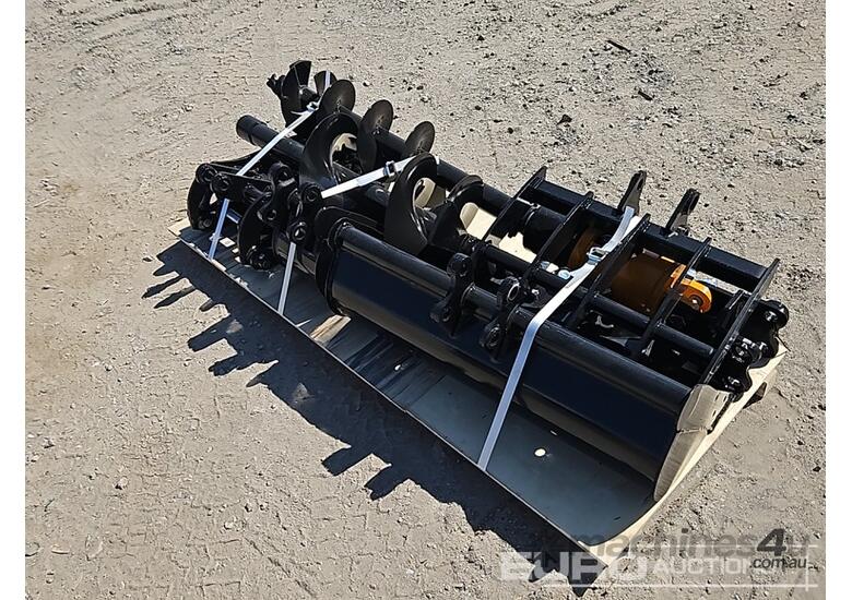 caption Unused Captok Qty (8 of), Quick Hitch, Rake, Ripper, Grabber, 20cm Auger, 30cm, Auger Rod, 800mm Buc