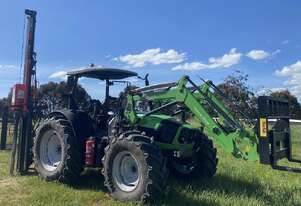 2023 Deutz Fahr 115G Agrofarm 110 HP Tractor and Fencepro Mule V active block rammer.