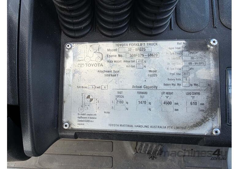 Toyota Forklift 2.5T Container Mast Dual Wheel (Unit#: U928)