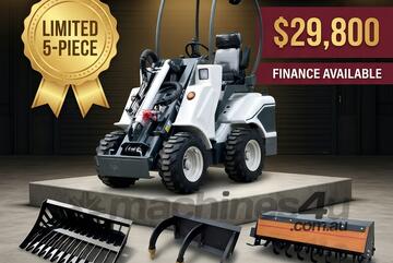   Ozziquip AL20 Mini Loader 4-in-1 with Stone Bucket, Ripper and Tiller 5-Piece Package