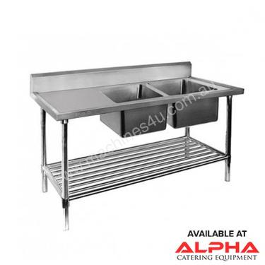 F.E.D. 1800-7-DSBR Economic 304 Grade SS Right Double Sink Bench 1800x700x900 with two 610x400x250 s