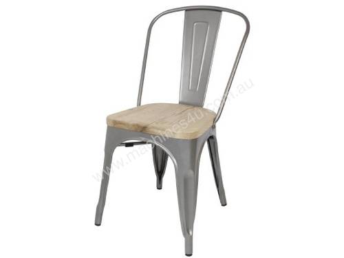 Bolero Gun Metal Grey Steel Dining Sidechair with Wooden Seatpad (Pack 4)