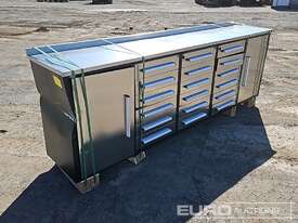 Unused Steelman 3.0m Work Bench/Tool Cabinet, 18 Drawers, 2 Doors (Slight Transit Damage)  - picture0' - Click to enlarge