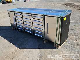 Unused Steelman 3.0m Work Bench/Tool Cabinet, 18 Drawers, 2 Doors (Slight Transit Damage)  - picture1' - Click to enlarge