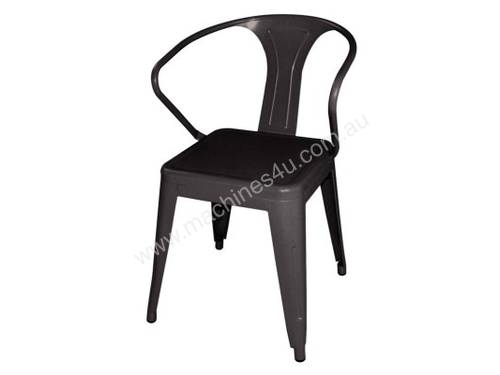 Bolero Black Steel Bistro Arm Chair (Pack 4)