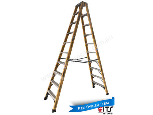 Gorilla Fibreglass & Aluminum Step Ladder 3.1 Meter Double Sided Industrial 150 kg SWL
