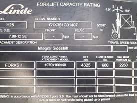 Used Forklift:  H25D Genuine Preowned Linde 2.5t - picture2' - Click to enlarge