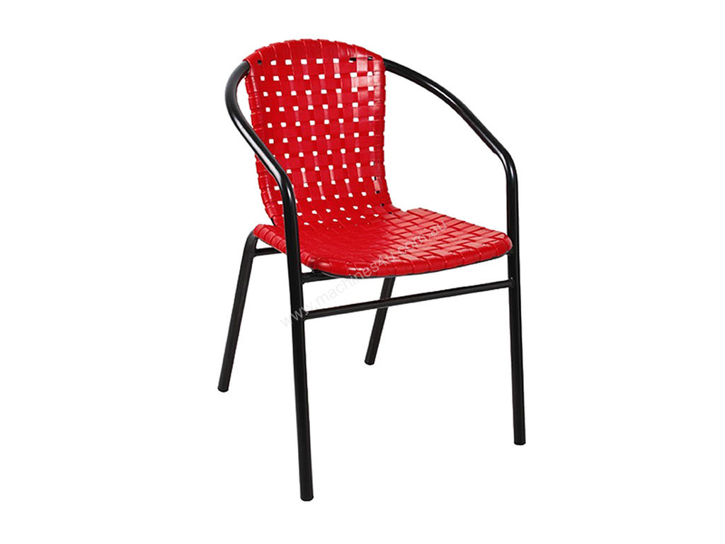 New F.E.D FT1316R Outdoor Chair Black Steel Legs Red Dining Chairs