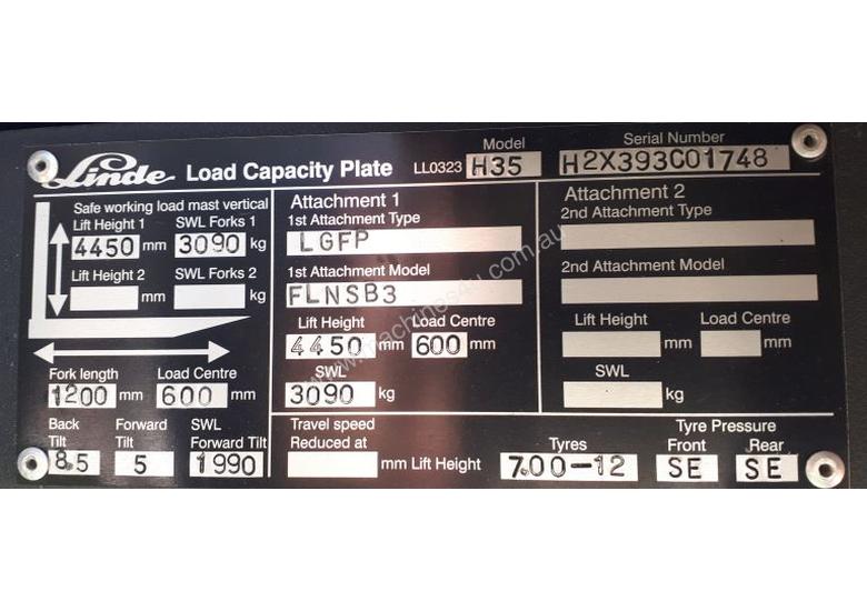 caption Used Forklift: H35D Genuine Preowned Linde 3.5t