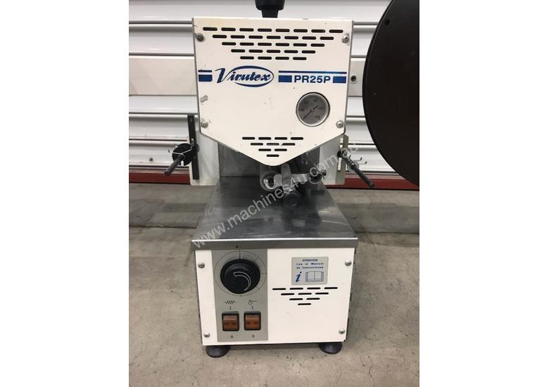 caption USED EDGING PRE GLUER RE BUILT HOT MELT AUTO WITH MOTORISED WINDER PR25P-DV VIRUTEX
