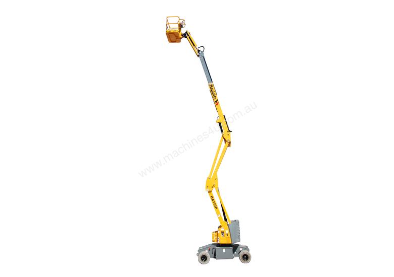 caption Haulotte 45ft Electric Knuckle Boom Lift – Quiet, Efficient & Built for Precision Access! For Hire!
