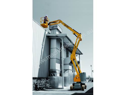 caption Haulotte 45ft Electric Knuckle Boom Lift – Quiet, Efficient & Built for Precision Access! For Hire!