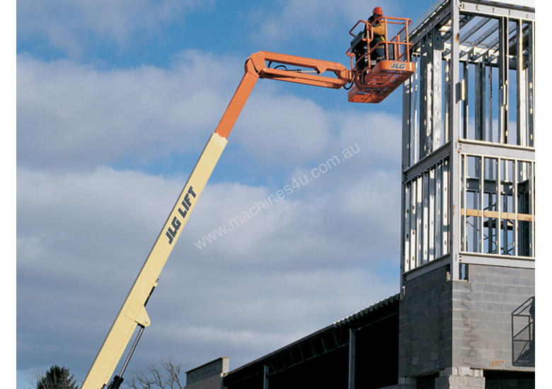 caption For Hire! JLG 46ft Straight Boom Lift – Powerful, Precise, and Perfect for High-Reach Tasks!