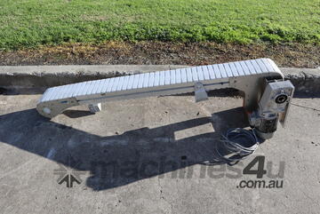 Motorised Slat Belt Conveyor - 1.6m long