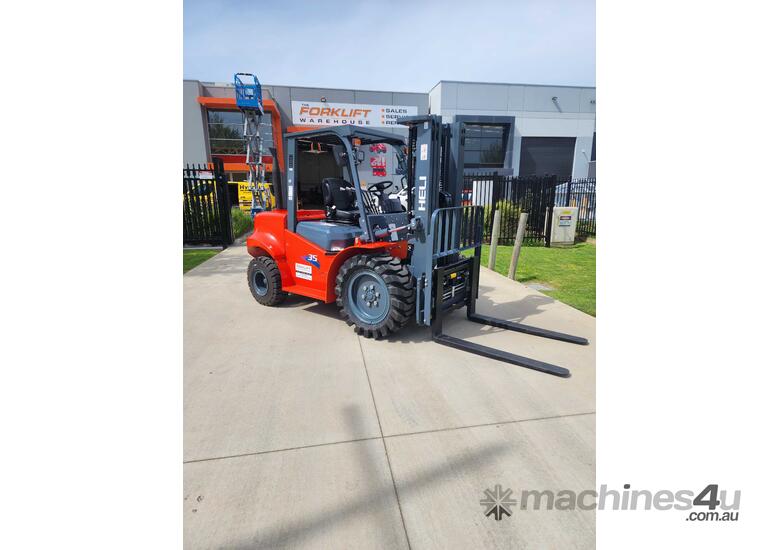Heli K2 3.5T Diesel Rough Terrain Forklift | Brand New | Side shift + Fork Postioner 