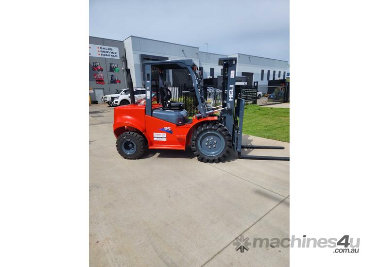 Heli K2 3.5T Diesel Rough Terrain Forklift | Brand New | Side shift + Fork Postioner 