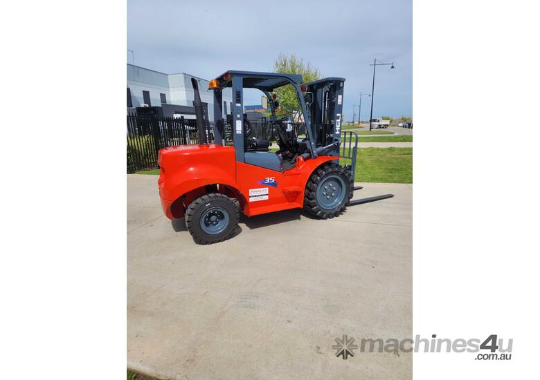 Heli K2 3.5T Diesel Rough Terrain Forklift | Brand New | Side shift + Fork Postioner 