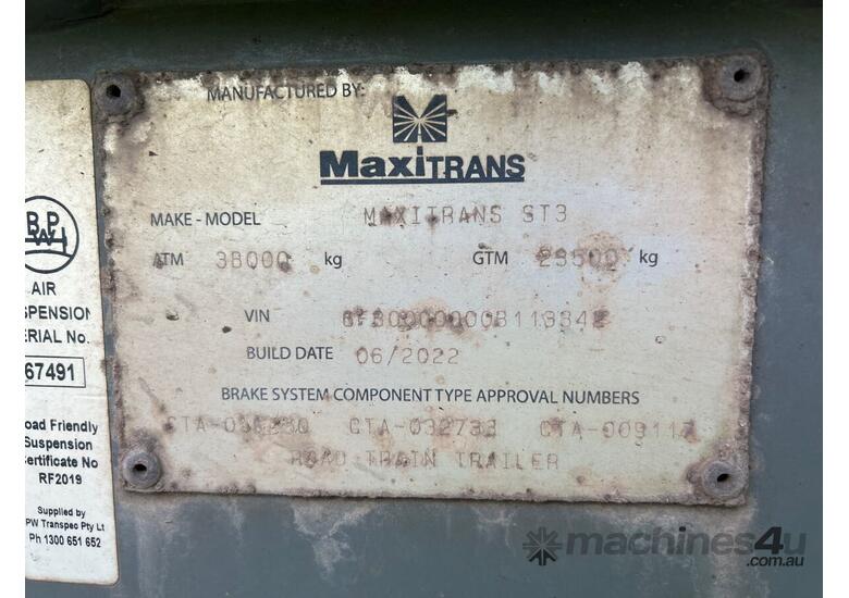2022 Maxitrans ST3 Tri Axle Skel Trailer
