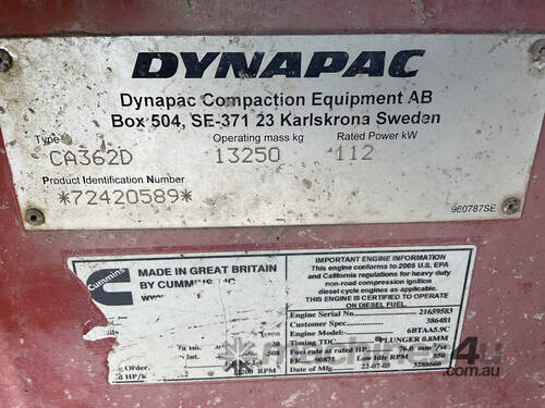 Dynapac CA362D Articulated Smooth Drum Roller