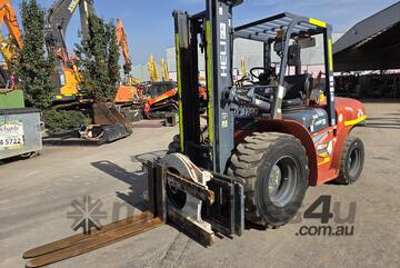 2022 HELI 3T ALL TERRAIN DIESEL FORKLIFT (FL131) WITH FORK ROTATOR, CIVIL SPEC AND 1230 HOURS