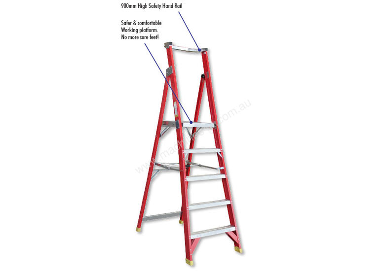 caption ST11303 - 0.9M FIBREGLASS PLATFORM LADDER