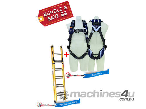 Branach Fiberglass Extension Ladder 2.7 to 3.9m with Exofit Safety Harness