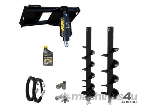 Digga PD3 auger drive combo package skid steer up to 75Hp