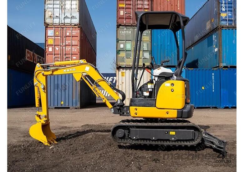 caption Mini Excavator 1.8T + Hitch & 4 Attachments! 2024 Kato Model